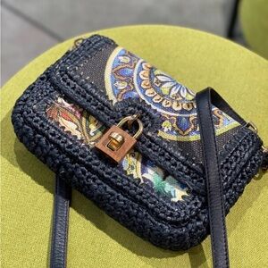Dolce & Gabbana Black Crossbody Bag with Decorative Patches